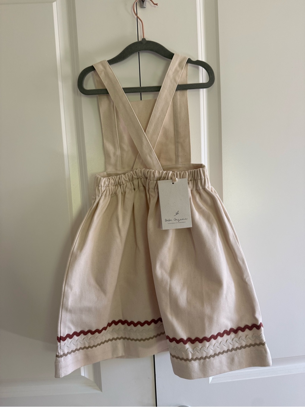 Ivory Pinafore Apron Dress With Ric Rac Trim — image 2 of 3